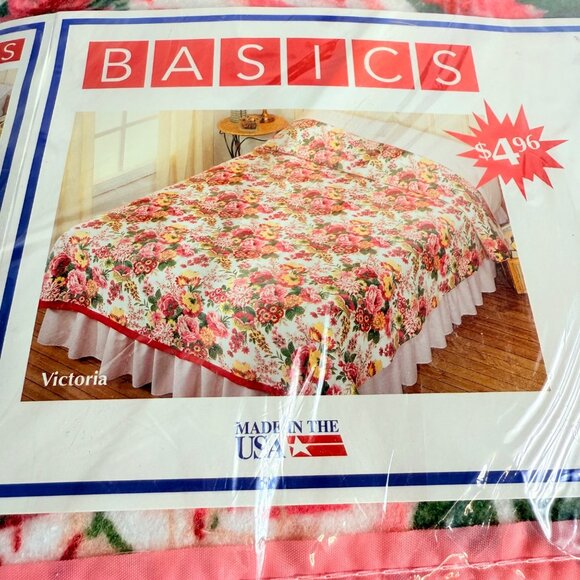 Basics Pink Floral Blanket Twin Full VTG 70s Romantic Country Cottage Chic USA - Picture 6 of 8